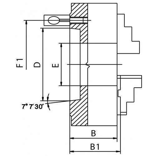 Tříčelisťové sklíčidlo 160 mm, ocel, DIN 55029-4", dvoudílné čelisti, CAMLOCK