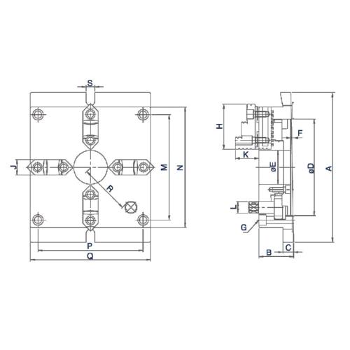 Stacionární čtyřčelisťové soustružnické sklíčidlo Ø310