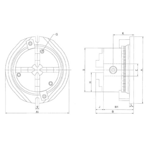 Čtyřčelisťové sklíčidlo s otočnou základnou 160 mm