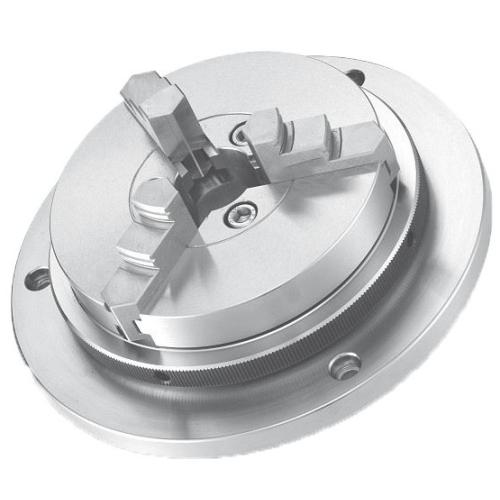 Tříčelisťové nerezové sklíčidlo extra ploché Ø 160 pro měřící přístroje, pevné