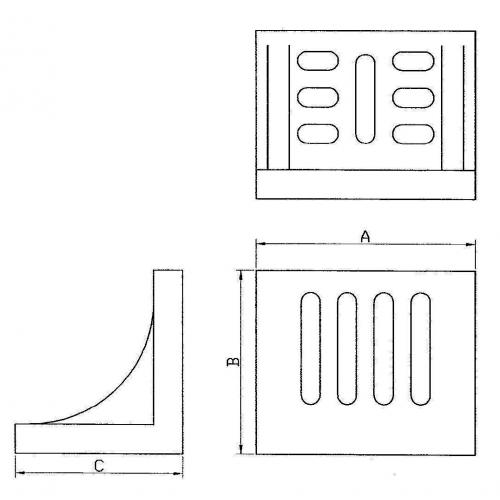 Úhelník s upínacími drážkami 202 x 150 mm