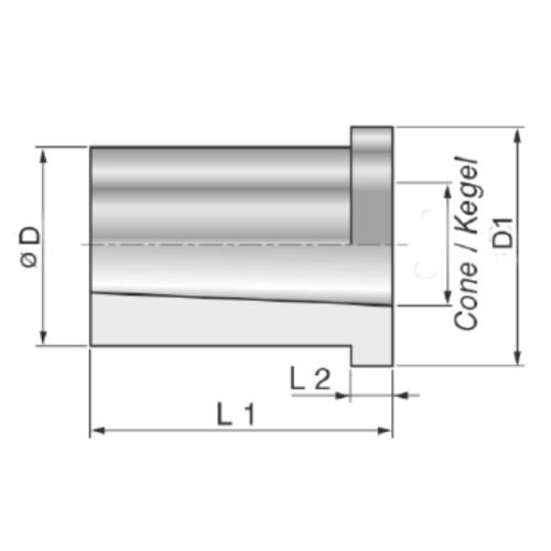 Válcové pouzdro s vnitřním kuželem  pro čelní unašeč MT3