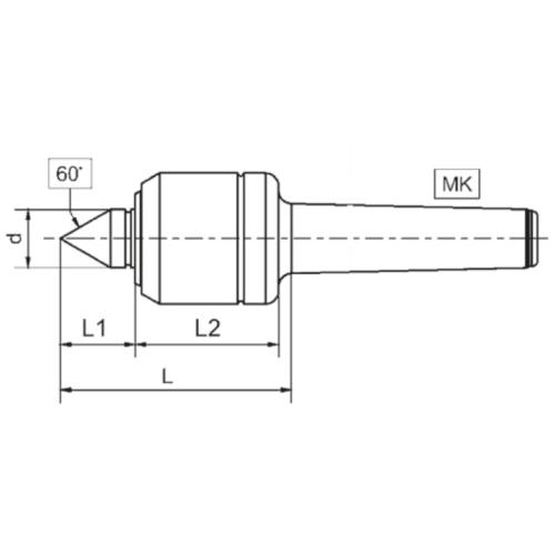 Otočný středicí trn typ 100, D= 28, MT 1