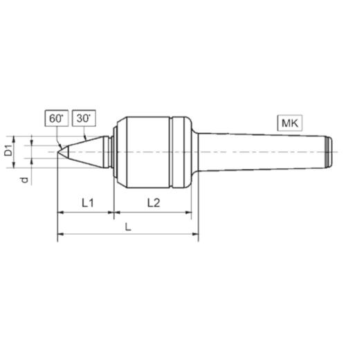 Otočný trn typ 100, 30°/D= 60, MT 3, prodloužený