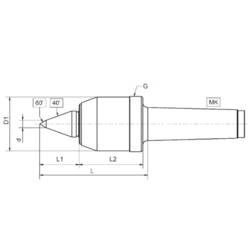 Otočný trn se stahovací maticí typ 805, 30°/MT 3