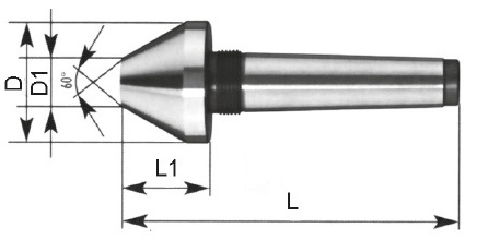 Pevný středicí kužel, se stahovací maticí, 60°, MT 2, 10–50 mm