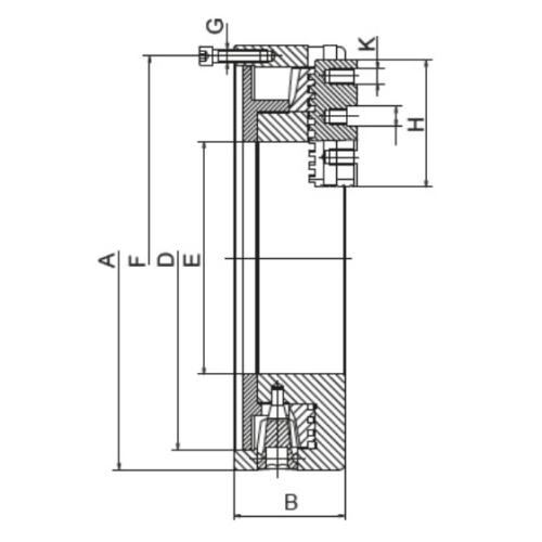 Tříčelisťové soustružnické sklíčidlo s velkým otvorem, válcové upnutí Ø 660