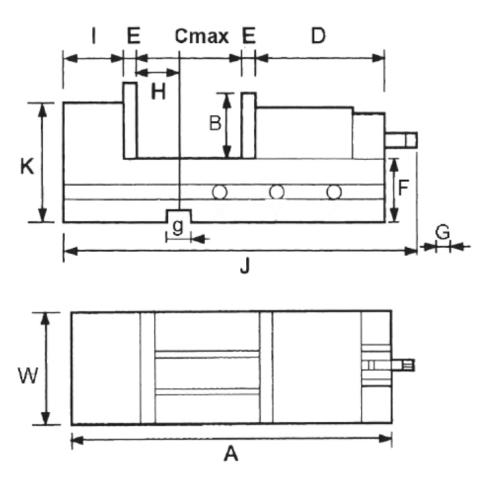 Strojní svěrák hydr., JW 150, s rychlým nastavením
