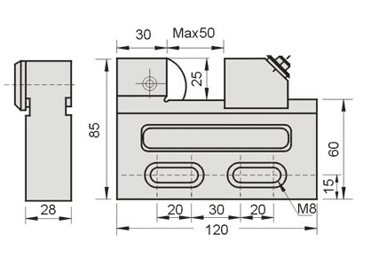 Přesný brousicí a erozní svěrák, nekorozivní, JW 28/50 mm