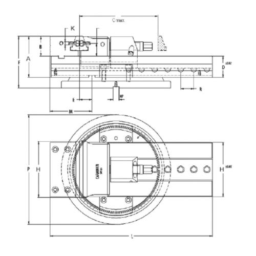 Stahovací svěrák CAMINATI, pneum./hydr. JW 150