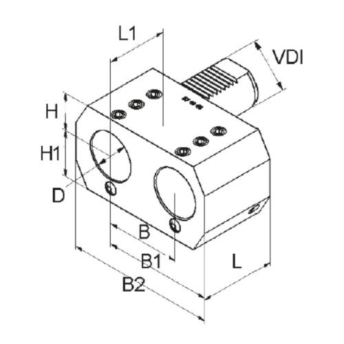 Dvojitý držák vrtací tyče, typ E7, VDI 20 Ø 16 mm