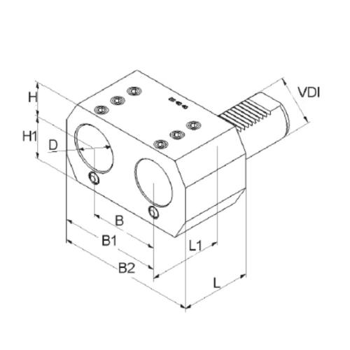 Dvojitý držák vrtací tyče, typ E8, VDI 20 Ø 20 mm