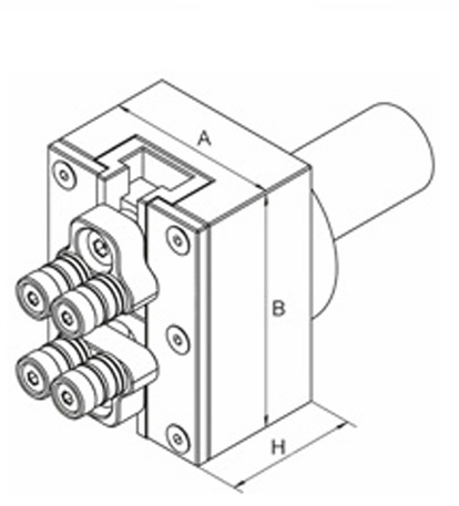 Chapač tyčí válc. Ø 25 mm, s uchopovacími válečky