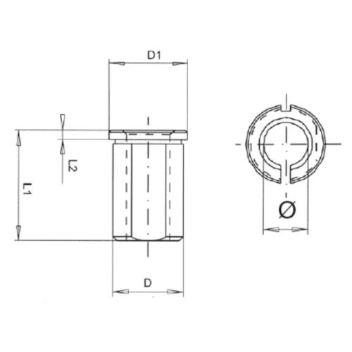 Redukční pouzdro, drážkované 32 x 10