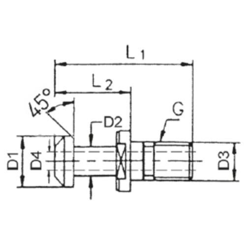 Upínací čep BT 50, 45° s otvorem