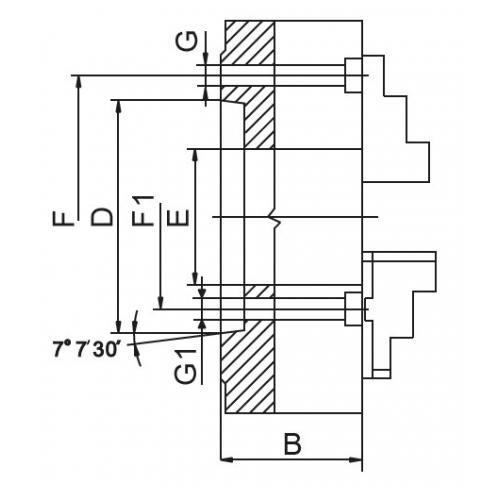 3-čelisťové sklíčidlo 500 mm, ocel, DIN 55026-11", jednodílné čelisti