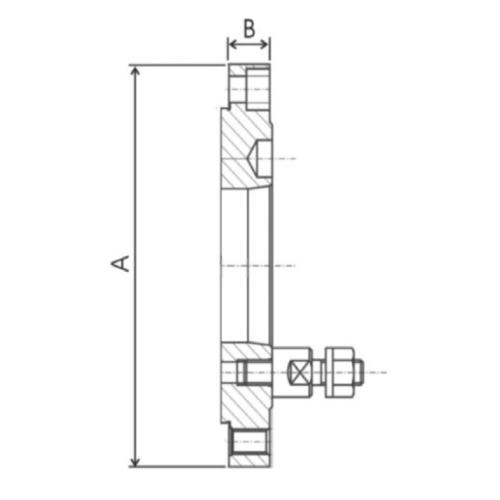 Ocelová příruba pro sklíčidlo s jemným radiálním nastavením Ø 125, DIN 55027-5"