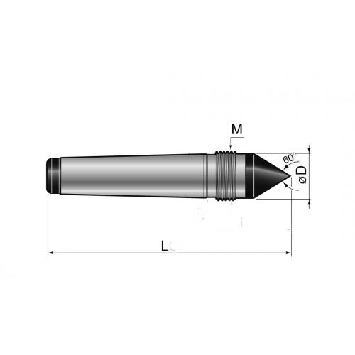 Pevný soustružnický hrot s tvrdokovovou hlavou s odtlačovacím závitem. DIN 807, MK 6