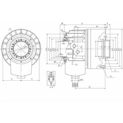Hydraulický válec s otvorem typu M1868