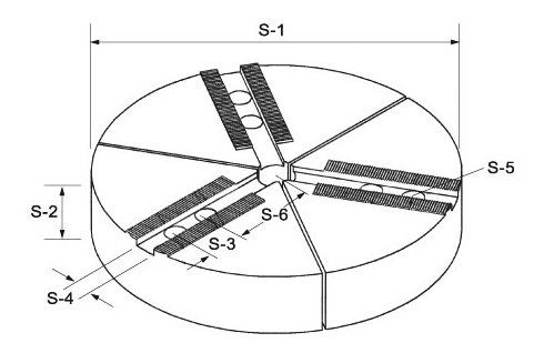 Sada 3 kulatých čelistí 1,5 x 60°, pro sklíčidlo typu 208, zvláště vysoké