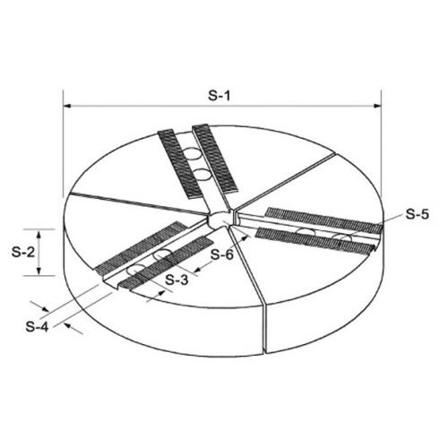 Sada 3 kulatých čelistí 1,5 x 60°, pro sklíčidlo typu 208, zvláště vysoké