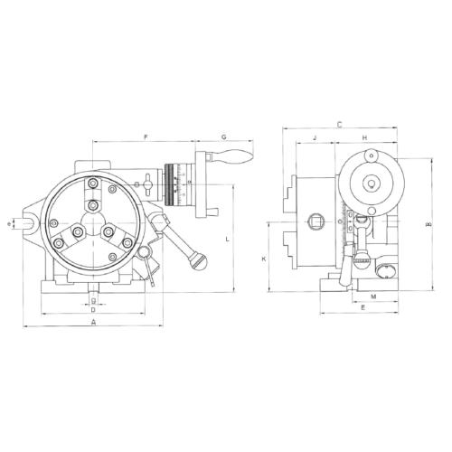 Dělicí hlava s klíčem, vodorovná/svislá, se soustružnickým sklíčidlem Ø 200